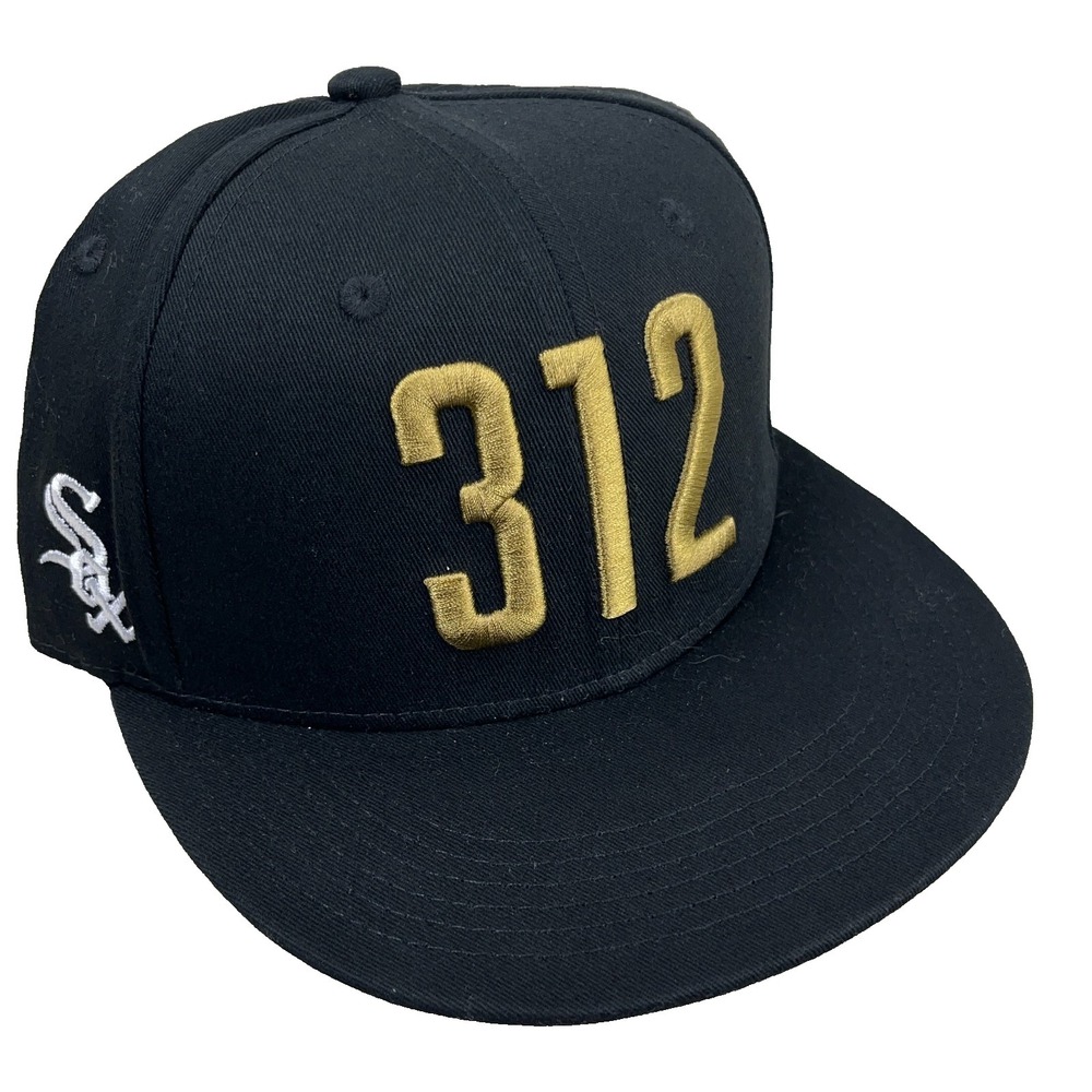 Chicago White Sox SnapBack Hat Cap Flat Bill‎ 312 Aera Code Logo Black Adult
